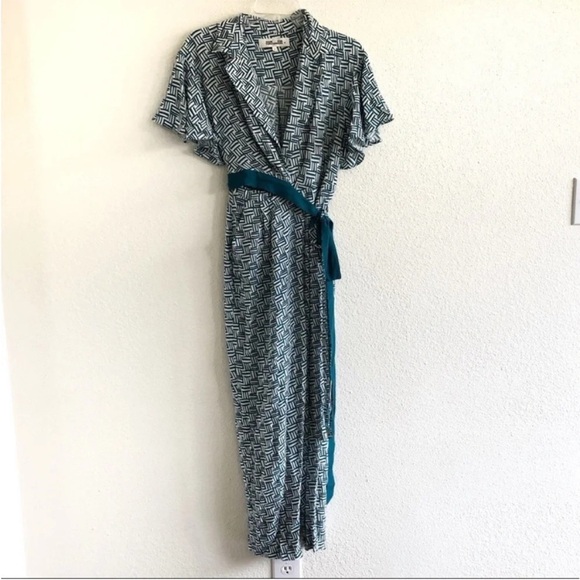 Diane Von Furstenberg Athena Crepe Belted Jumpsuit in Geo - Picture 2 of 7